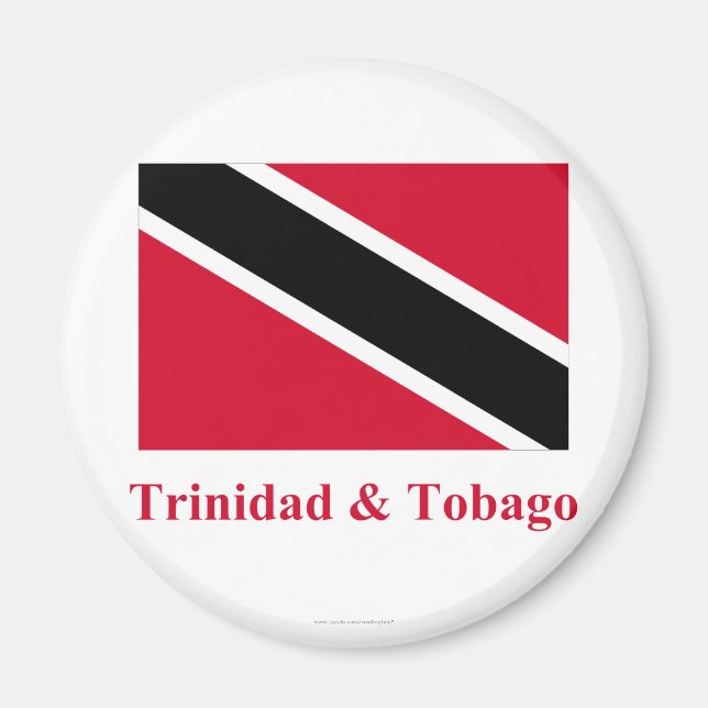 Aimant Drapeau de Trinité-et-Tobago portant le nom (Devant)