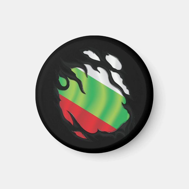 Aimant Drapeau déchiré de Bulgarie (Devant)
