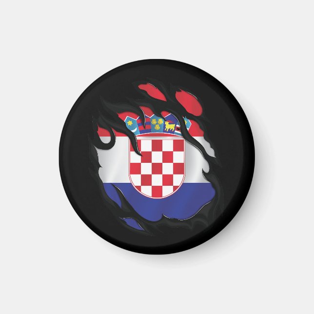 Aimant Drapeau déchiré de Croatie (Devant)