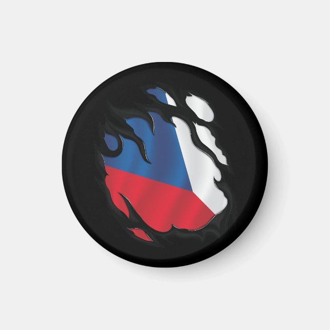 Aimant Drapeau déchiré de la République tchèque (Devant)