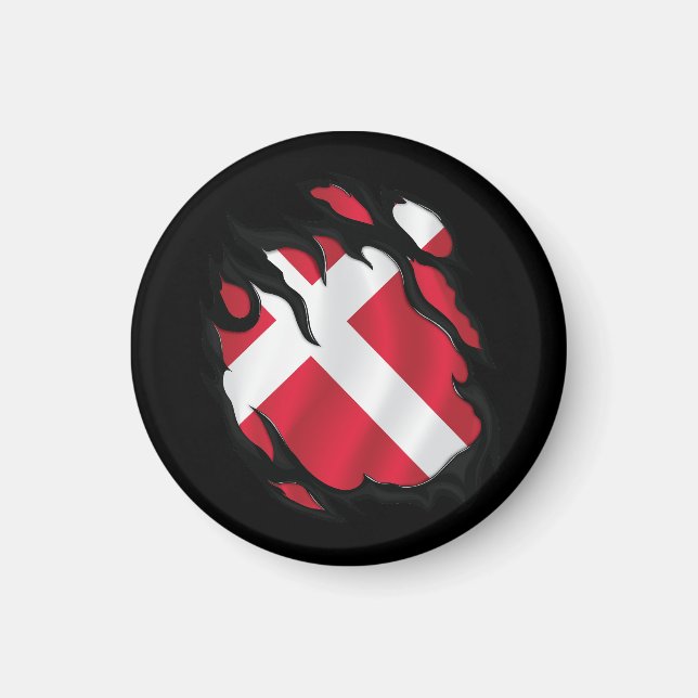 Aimant Drapeau déchiré du Danemark (Devant)