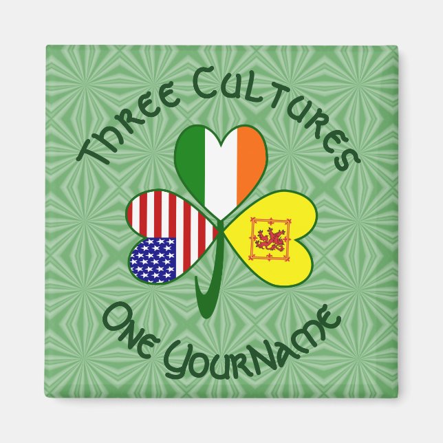 Aimant Drapeau d'Écosse Rampant USA Irlande Shamrock Nom (Devant)