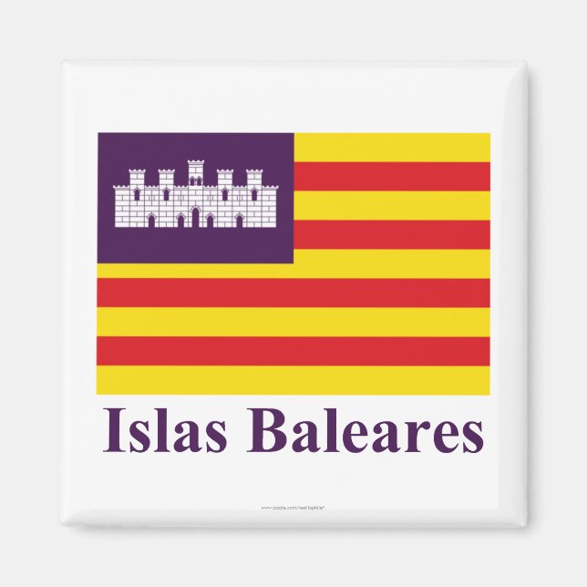 Aimant Drapeau des Baléares avec nom (Devant)