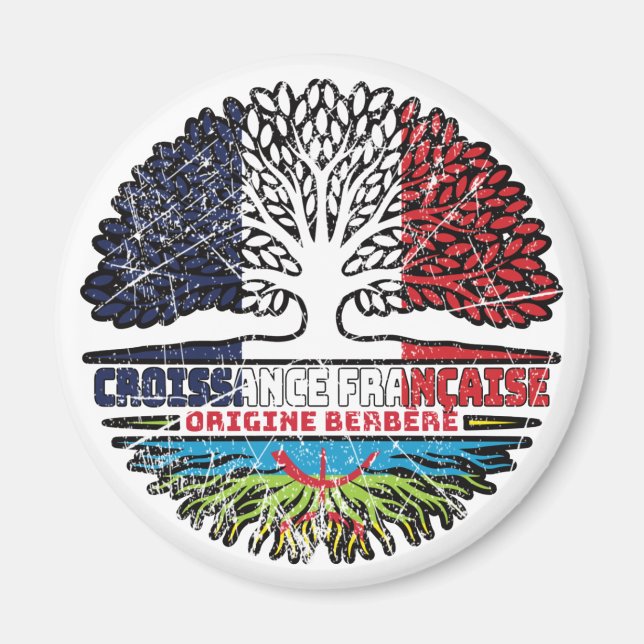 Aimant Drapeau des racines d'arbre de France berbère (Devant)
