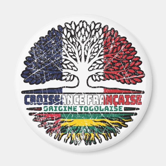 Aimant Drapeau des racines d'arbre de France Togo (Devant)