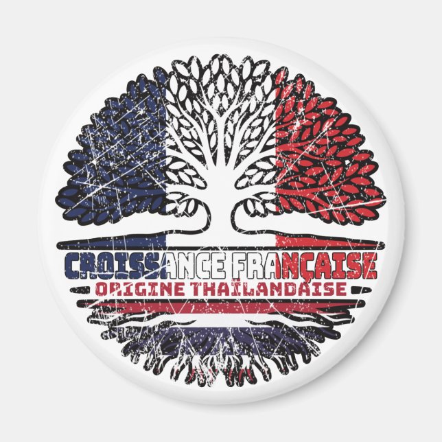 Aimant Drapeau des racines d'arbre de Thaïlande Thaï Fran (Devant)