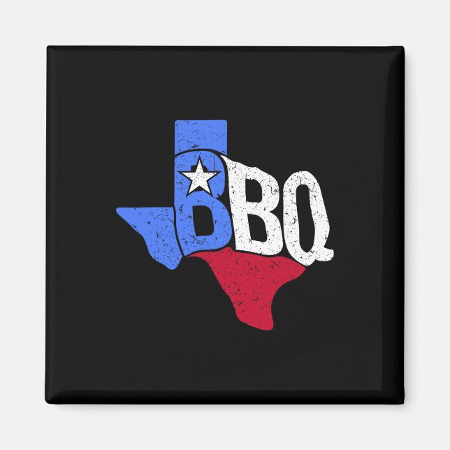 Aimant Drapeau D'État Et Carte Du Bbq Texas (Devant)