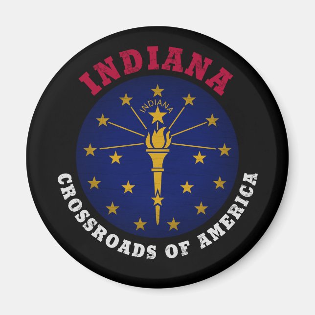 AIMANT DRAPEAU D'ÉTAT INDIANA CROSSROADS (Devant)