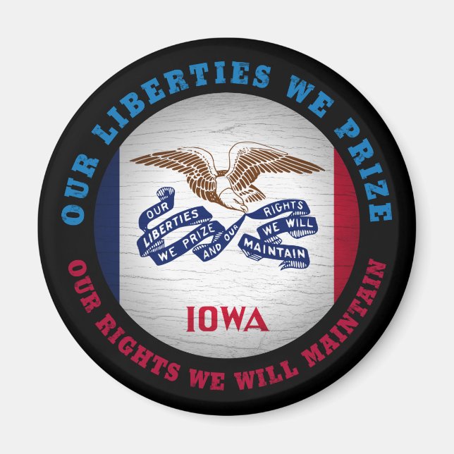 AIMANT DRAPEAU D'ÉTAT IOWA HAWKEYE (Devant)