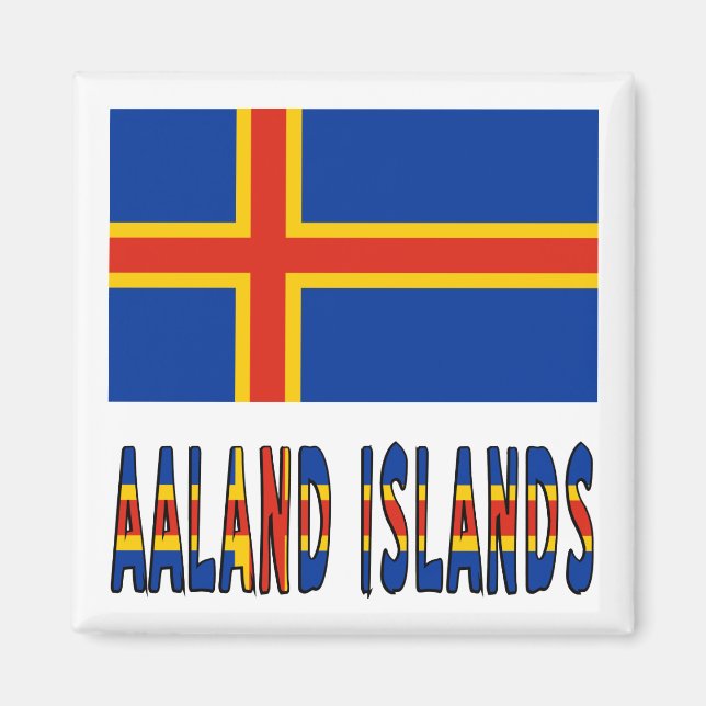 Aimant Drapeau d'Islandais d'Aaland Drapeau des îles d'Aa (Devant)