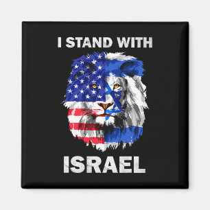 Aimant Drapeau d'Israël et des États-Unis Lion Je suis av
