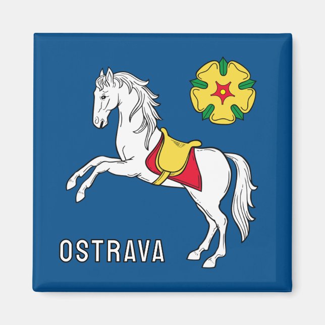 Aimant Drapeau d'Ostrava, République tchèque (Devant)