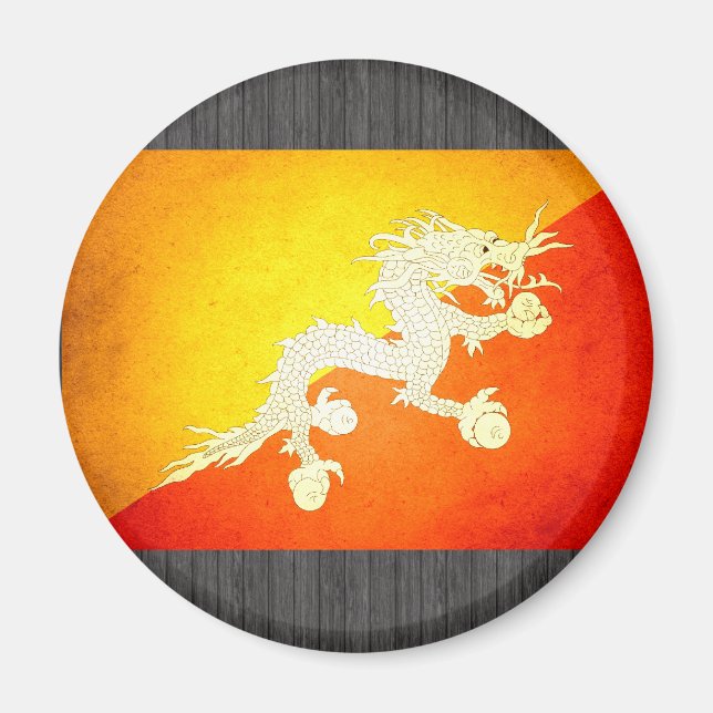 Aimant Drapeau du Bhoutan baisé par Sun (Devant)