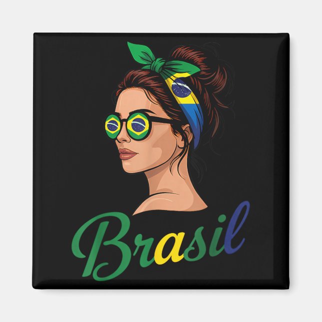 Aimant Drapeau du Brésil Racines brésiliennes Fierté brés (Devant)