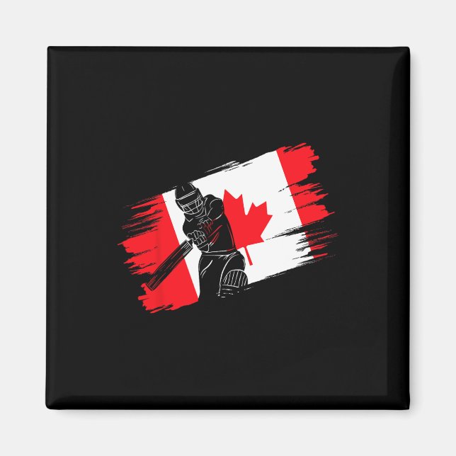 Aimant Drapeau du Canada Canada Fan de cricket Joueur Ent (Devant)