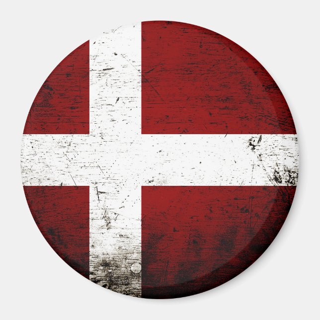 Aimant Drapeau du Danemark du Grunge noir (Devant)