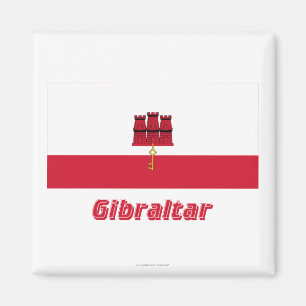 Aimant Drapeau du Gibraltar avec le nom