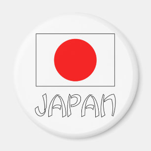 Aimant Drapeau du Japon & mot blanc