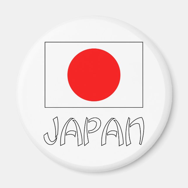 Aimant Drapeau du Japon & mot blanc (Devant)