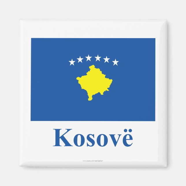Aimant Drapeau du Kosovo avec nom en albanais (Devant)