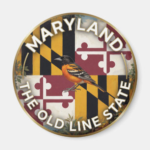 Aimant Drapeau du Maryland et patrimoine de l'oriole de B