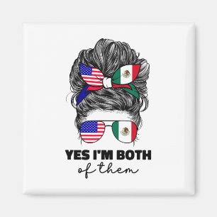 Aimant Drapeau du Mexique et des États-Unis à moitié mexi