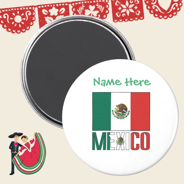 Aimant Drapeau du Mexique personnalisé Rond (Créateur téléchargé)