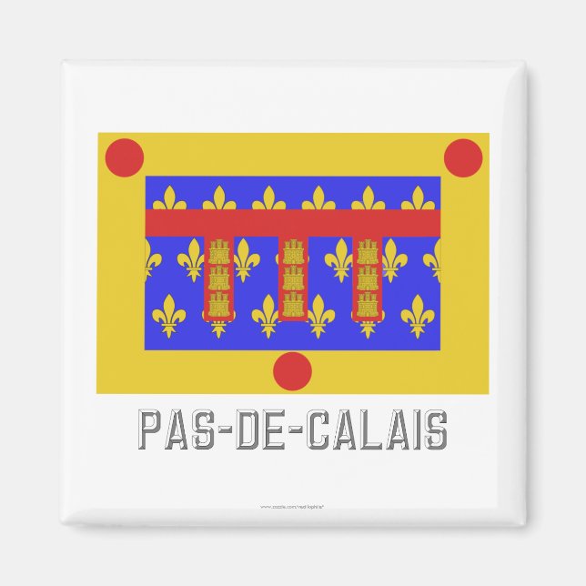 Aimant Drapeau du Pas-de-Calais avec nom (Devant)