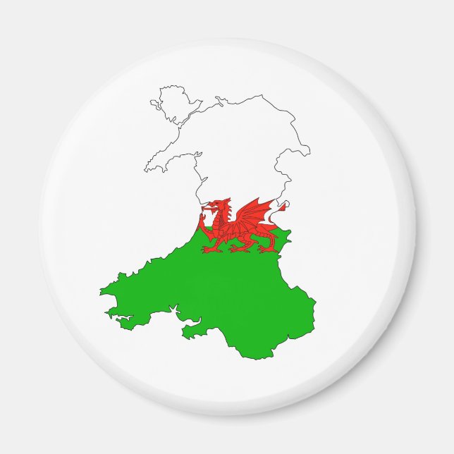 Aimant drapeau du pays de galles carte royaume-uni forme  (Devant)