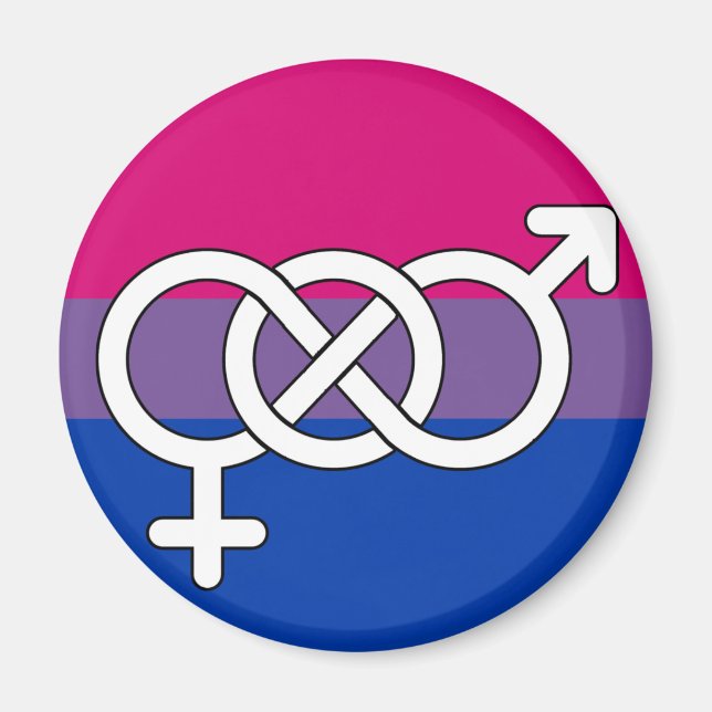 Aimant Drapeau du symbole de la fierté bisexuelle (Devant)