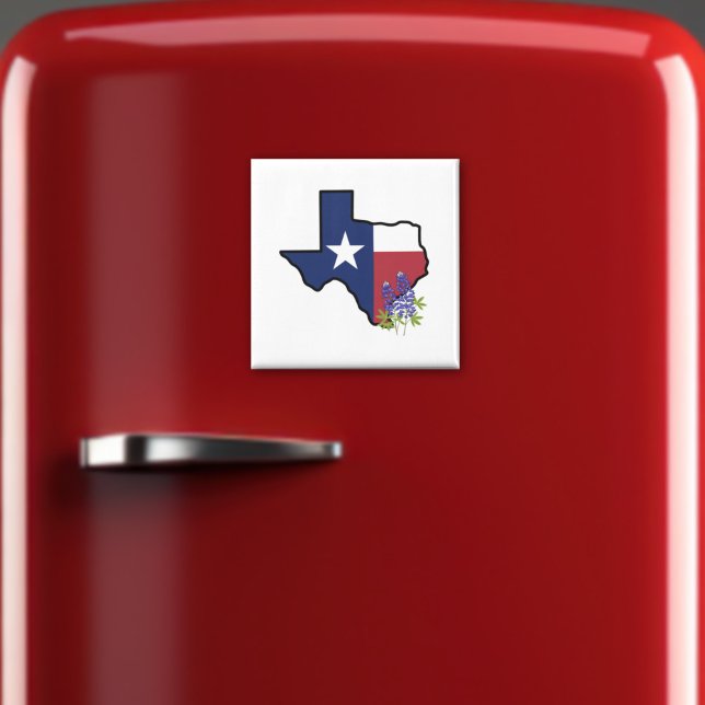 Aimant Drapeau du Texas avec Bluebonnet à fleurs d'État (Créateur téléchargé)