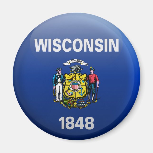 Aimant Drapeau du Wisconsin (Devant)