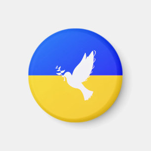 Aimant Drapeau d'Ukraine - Dove of Peace - Freedom - Peac