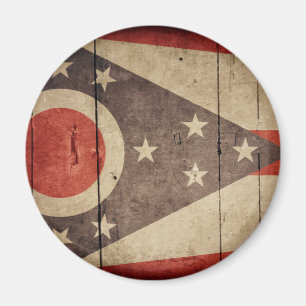 Aimant Drapeau en bois rocailleux de l'Ohio