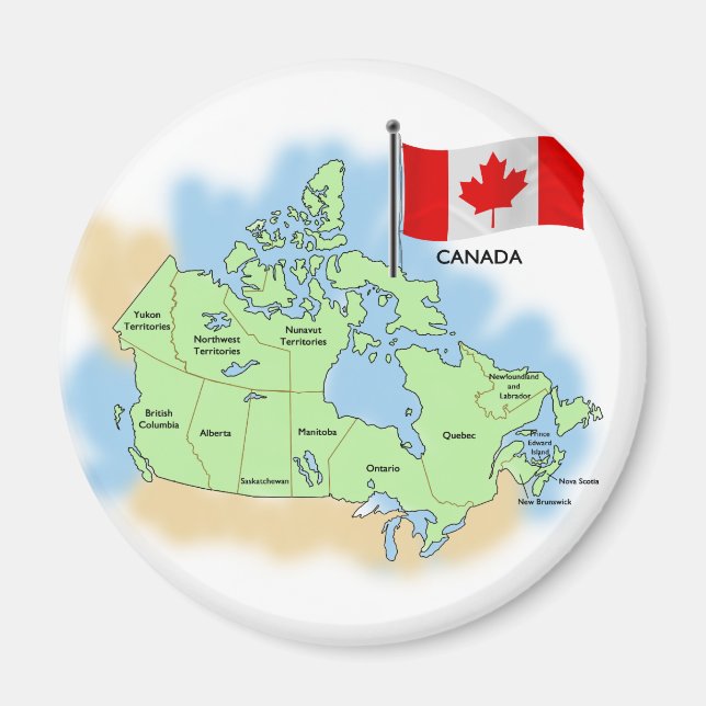Aimant Drapeau et carte canadiens (Devant)