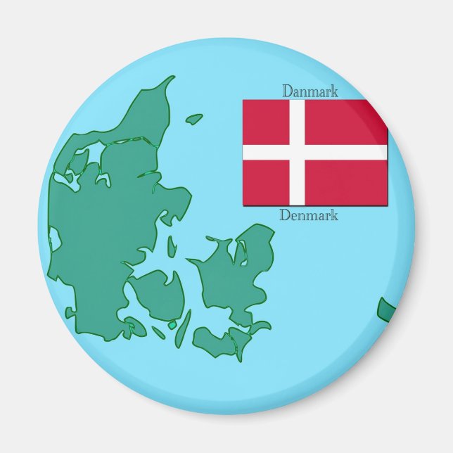 Aimant Drapeau et carte du Danemark (Devant)