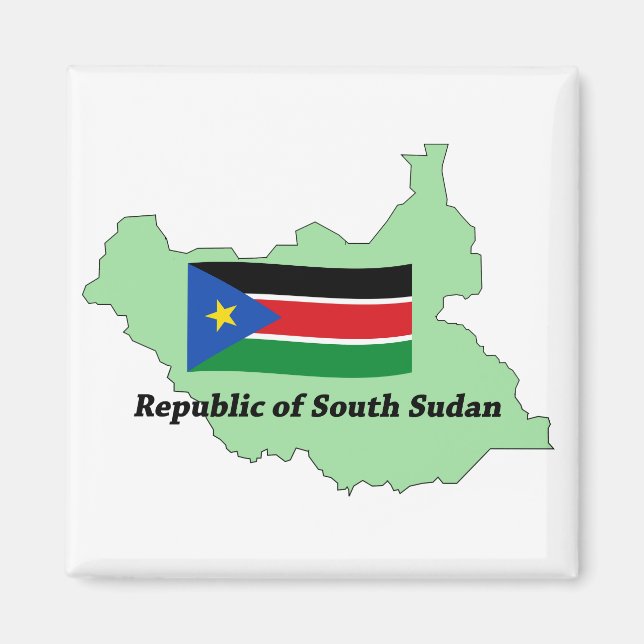 Aimant Drapeau et carte République du Soudan du Sud Magne (Devant)
