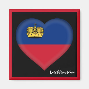 Aimant Drapeau et Coeur du Liechtenstein, vacances au Lie