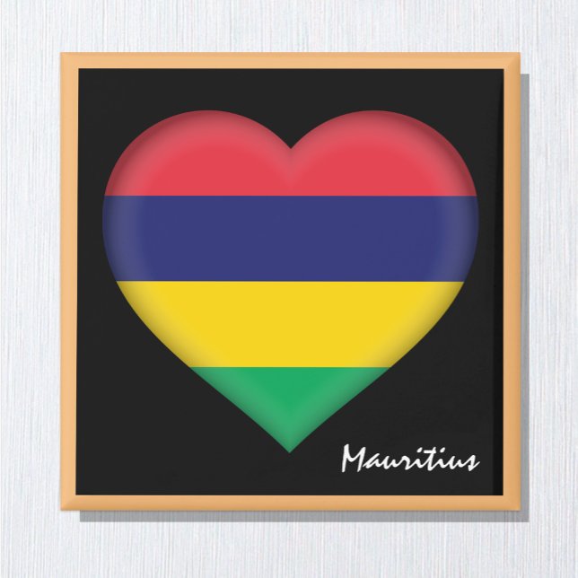 Aimant Drapeau et Coeur Maurice, Vacances Afrique /sports (Créateur téléchargé)