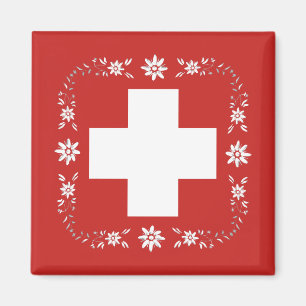 Aimant Drapeau et edelweiss suisses