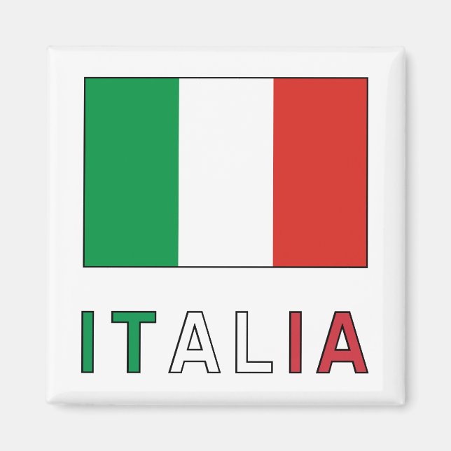 Aimant Drapeau et mot Italia (Devant)