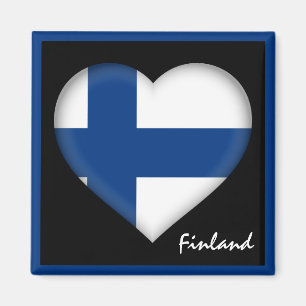 Aimant Drapeau finlandais & Coeur, vacances finlandaises/