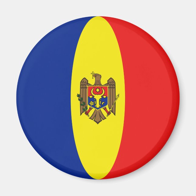 Aimant drapeau fisheye de Moldavie (Devant)