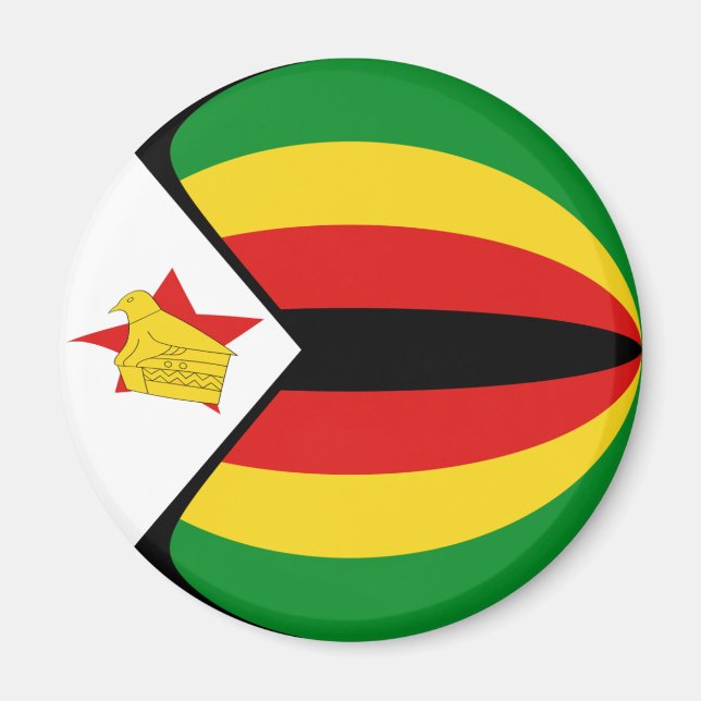 Aimant drapeau fisheye Zimbabwe (Devant)