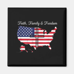 Aimant Drapeau Foi Famille Liberté USA 4 juillet