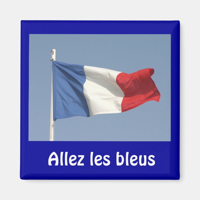 Aimant Drapeau français, Allez les bleus (Devant)