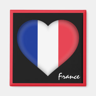 Aimant Drapeau français & Coeur français, France vacances