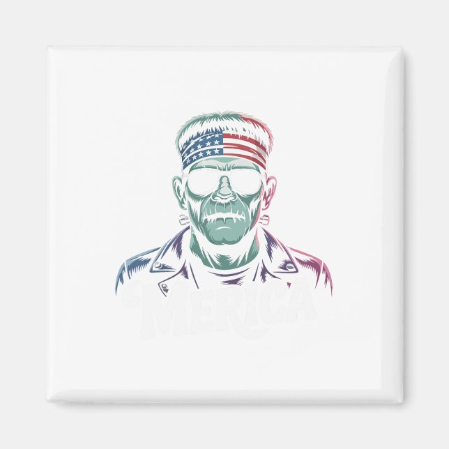 Aimant Drapeau Frankenstein Monster Lover Sungles Usa 4e (Devant)