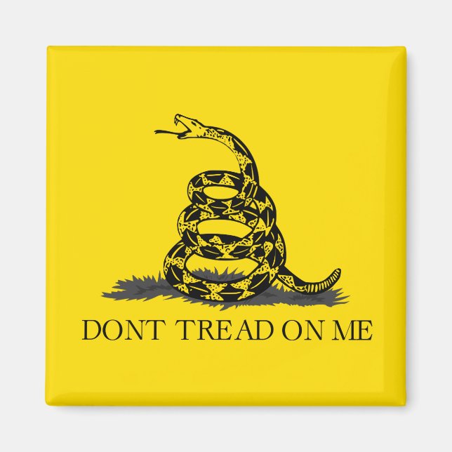 Aimant Drapeau Gadsden Ne me marche pas dessus NOIR JAUNE (Devant)