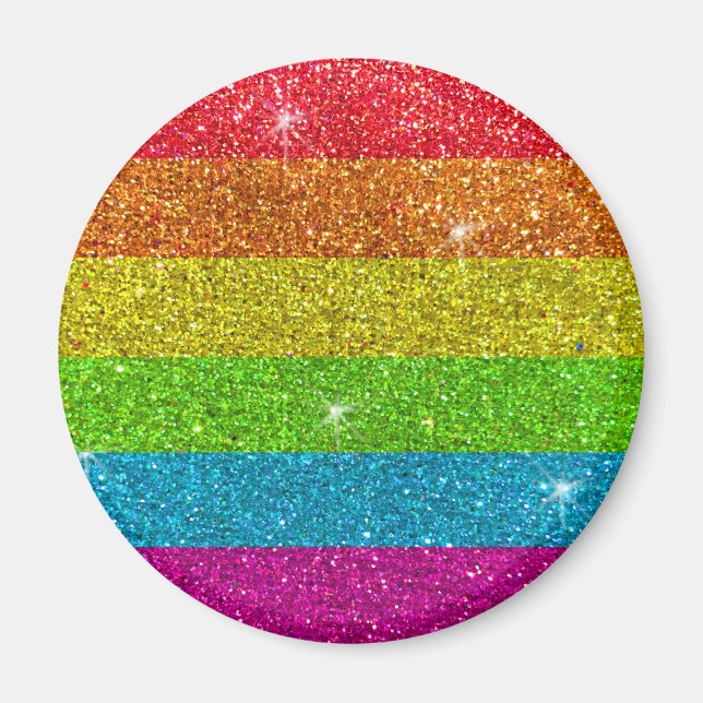 Aimant Drapeau gay pride Arc-en-ciel Parties scintillant  (Devant)